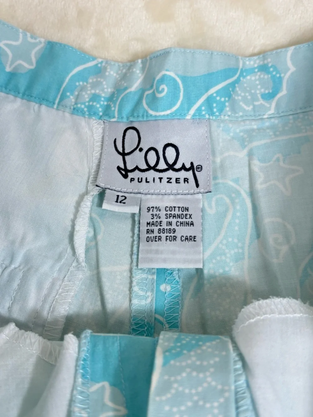 Lilly Pulitzer Women’s Light Blue Tropical Seahorse Print Shorts Size 12